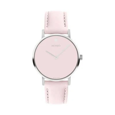 RELOJ MUJER MOVADO SIGNATURE 0607899 ESFERA ROSA RUBOR PLATA CORREA CUERO 32MM Foto 1 de 4