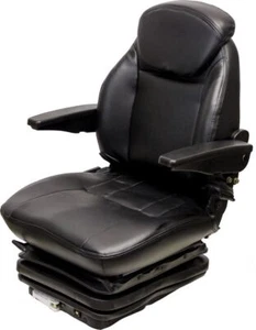 Asiento de vinilo negro con suspensión mecánica con montaje lateral de 10 1/4" para tractores - Imagen 1 de 2