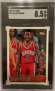1997 Topps Allen Iverson “Lightning In A Bottle” SGC 8.5 Sixers Star Guard - Picture 1 of 2