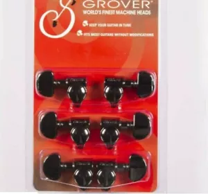 Sintonizador original Grover 18:1 NEGRO 3X3 Rotomatic 3+3 para guitarra Gibson EPI - Imagen 1 de 2