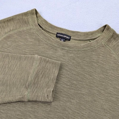 Camisa Pullover Banana Republic Para Hombres 2XL Verde Tejido Gofre Manga Larga Cuello Redondo Foto 1 de 4