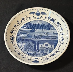 Charles Wysocki Americana Salad Dessert  Plate - Nikko Folk Art - Blue & White - Picture 1 of 5
