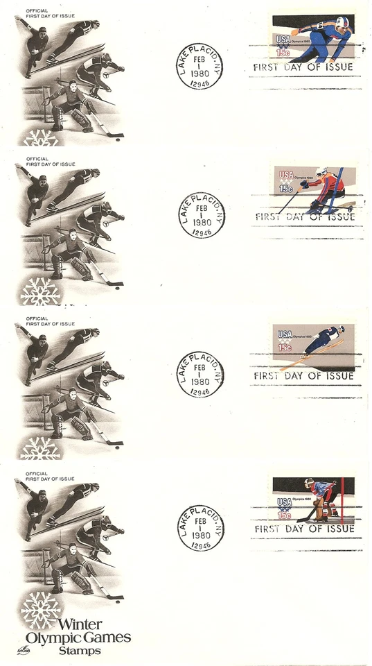 US Scott # 1795-1798 Winter Olympics FDC. Artcraft Cachet - Image 1 of 1