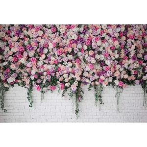White Brick Wall Flowers Backdrop Bridal Shower Wedding Flowers Photography B... - Picture 1 of 7