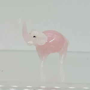 Estatuilla de elefante de vidrio rosa soplado a mano arte vidrio animal decoración coleccionable - Imagen 1 de 6