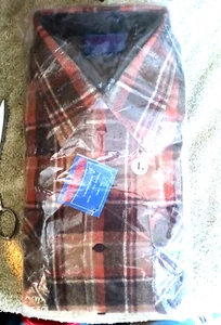 Vintage 70's Ponderosa By Bardon Mens Wool Flannel Plaid Large Western NIP - Picture 1 of 4