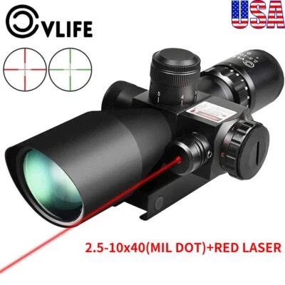 CVLIFE 2.5-10x40 EG Rifle Scope Mil-dot illuminated Tactical Red Dot Laser Sight