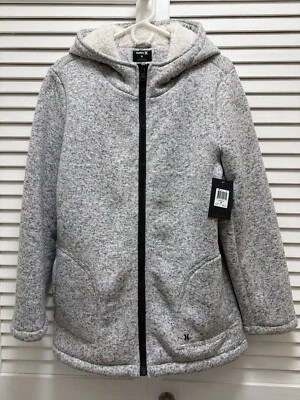 Abrigo Chaqueta Hurley Tejido Gris Cremallera Con Capucha 2 Bolsillos Unisex Talla Mediana Foto 1 de 4