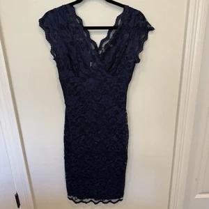 Navy Blue Lace Dress Size 6 - Picture 1 of 4