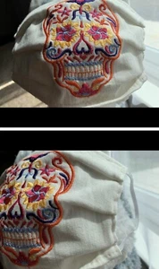 Mexican Face Mask Dia de Los Muertos Embroidery skull Mascara Cubre Bocas - Picture 1 of 2