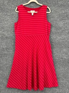 Vintage Talbots Silk Dress Womens 14 Red Striped Sleeveless Bias Cut Fit Flare - Picture 1 of 15