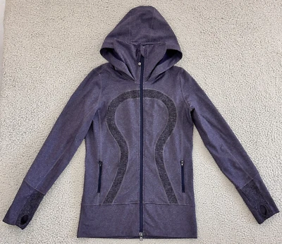 Lululemon Hoodie Womens 6 Stride Zip Up High Collar Heather Purple Fitted Thick - Image 1 of 4