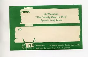 Vintage Mailing Address Label A WEINSTOCK SHOP Syosset Long Island NY 4th class - Picture 1 of 2