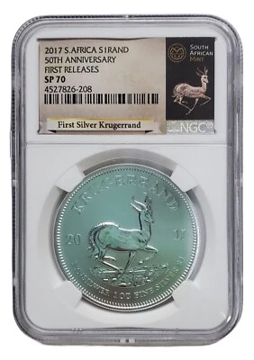 2017 South Africa Silver Rand 50th Anniversary SP70 Ultra Cameo PM0061 - Image 1 of 4
