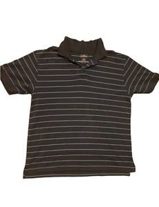 L.L. Bean Mens Short Sleeve Polo Shirt Striped  Size L Blue - Picture 1 of 3