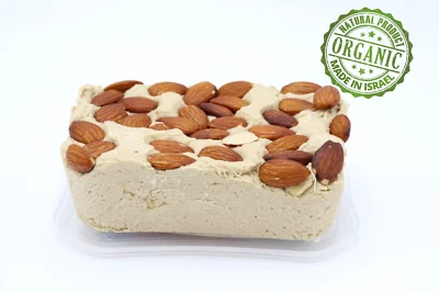 Organic NAZARETH Halva Almonds Holy Land 400gr  14.1oz Snack Candy Sesame - Imagem 1 de 4