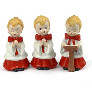 Vintage Homco Ceramic Bisque Set of 3 Choir Boys 1960's - Picture 1 of 15