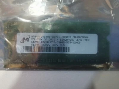 Crucial CT6464AC667.4FE 512mb DDR2 PC2 5300 Laptop RAM Memory BRAND NEW - Image 1 of 4