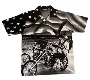 Easy Rider Button Down Short Sleeve Shirt Motorcycle Biker Peter Fonda Size M - Picture 1 of 11