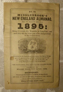 Middlebrook's New England Almanac Number 90 Bridgeport CT 1895 - Picture 1 of 4