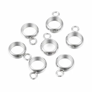 100 pcs 304 Stainless Steel Hanger Ring Links For DIY Jewelry Making 10x7x2.5mm - Picture 1 of 2