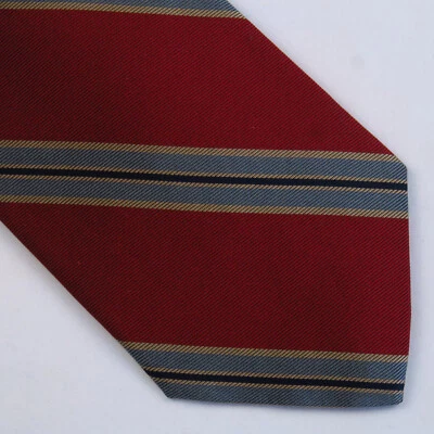 Tom James Mens Neck Tie Red Blue Tan Multi Diagonal Striped All Silk 55x3.25 - Image 1 of 4