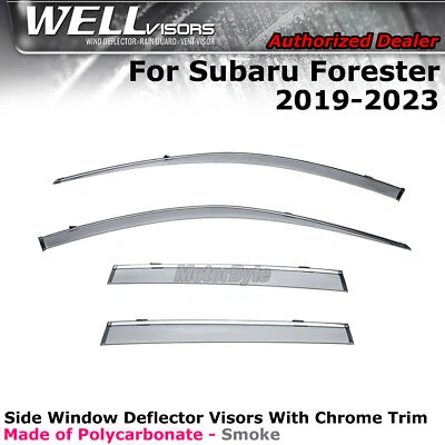 WELLvisors For 2019-2024 Subaru Forester Window Visors Chrome Trim Rain Guards - Image 1 of 4