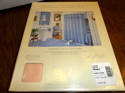 Shower curtain And Liner, Peach Blush, New In Box by JC Penney  USA 70" x 72" - Image 1 of 4
