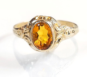 Estate ring, Citrine Ring, one carat,10Kt Gold. Size 5 , Solid gold