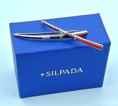 Vintage Silpada .925 Sterling Silver, Coral & Wood Inlay Threader Earrings W1422 - Image 1 of 4