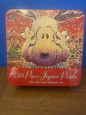 New USAopoly Snoopy Jigsaw Puzzle -Tom Everhart Nobody Barks In L.A. Peanuts Tin - Image 1 of 4