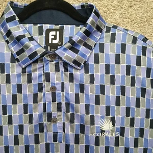 Men's FootJoy Golf Polo. Xl. Black Gray Purple Checkered Shirts. Corales Logo - Picture 1 of 5
