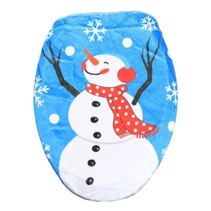 Happy Noel Snowfigure Toilet Chair Defender Polyester Substance Quick Arrange - Picture 1 of 8