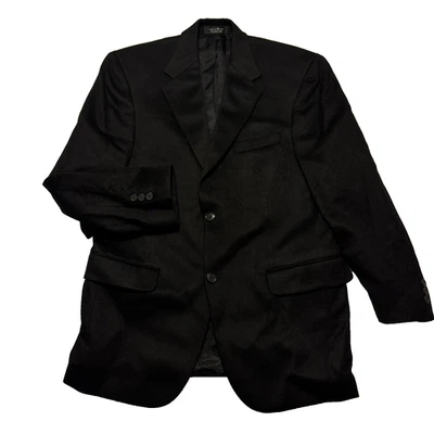 Blazer Pronto Uomo 100% Cachemira 39R Negro Dos Botones Abrigo Deportivo Chaqueta Foto 1 de 4