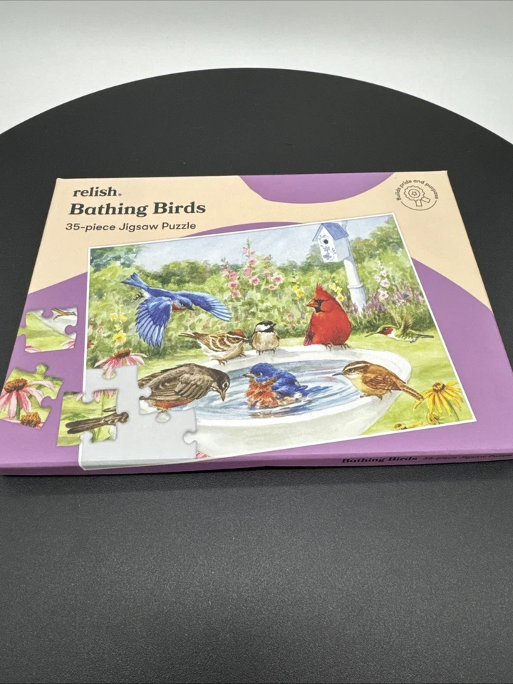 Relish Large Piece Puzzles for Seniors 35 Piece Bathing Birds Jigsaw Puzzle D...