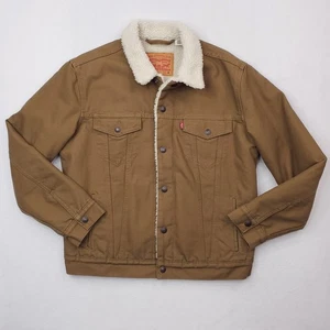 Chaqueta Levis Trucker Para Hombres Medio Bronceado Sherpa Forrada Lona Abrigo Grunge Años 90 Motociclista - Imagen 1 de 15