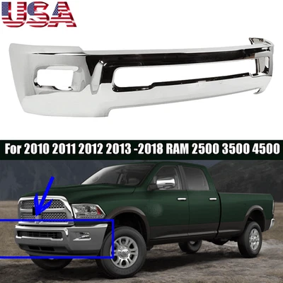 New Chrome Front Bumper Face Bar Fits For 2010 2011-2018 RAM 2500 3500 4500 Foto 1 de 4