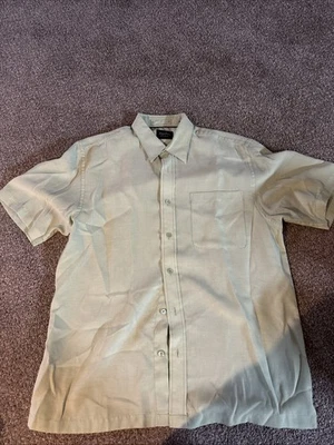 Mens Light Green Indigo Palms Short Sleeve Button Up Polo Size Large - Image 1 of 3