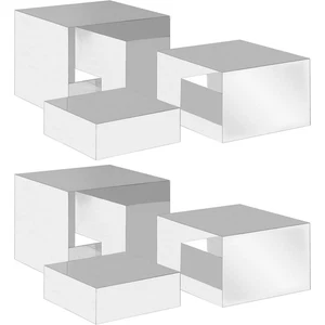 2 Pack Set of 3 Glossy Silver Acrylic Cube Display Nesting Risers Hollow Bottoms - Picture 1 of 6