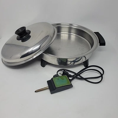 West Bend Liquid Core Electric Skillet Pan Stainless E19762 Works - Image 1 of 4