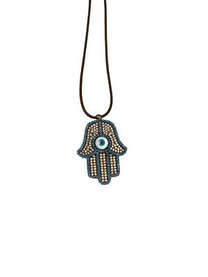Swarovski Crystal Hamsa Evil Eye Protection Pendant Necklace - Image 1 of 4