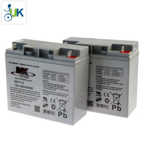 MK BATTERY x2 - PAIR - MK ES17-12 12V 18Ah AGM Mobility Scooter Battery Batteries GOGO