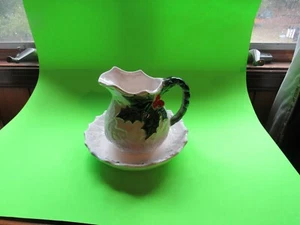 Lefton christmas pitcher and bowl  - Picture 1 of 8