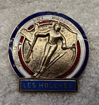 Insigne ancien ÉCOLE DE SKI FRANÇAIS - « LES HOUCHES » - Photo 1/2