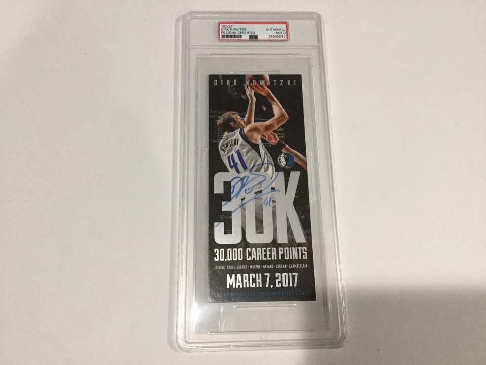 Dirk Nowitzki Signed 30K Ticket Slabbed Encapsulated Go Mavericks PSA DNA COA d - Image 1 of 2