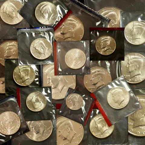 1990 1991 1992 1993 1994 1995 1996 1997 1998 1999 P+D Kennedy Mint Set Roll Cover