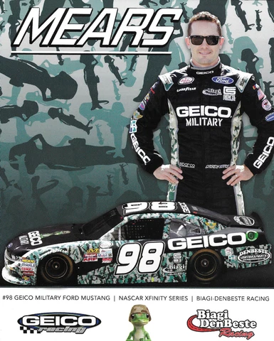 2017 CASEY MEARS "GEICO MILITARY RACING FORD" #98 NASCAR XFINITY SERIES POSTCARD Cover
