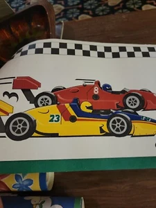 Vintage Prepasted Racecar Checkered Flag Wallpaper Border Grand Prix - Picture 1 of 7