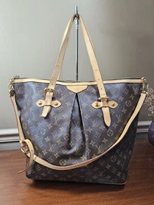 Auth Louis Vuitton Palermo GM M40146 Monogram Canvas 2way Tote Shoulder BrownBAG - Picture 1 of 13