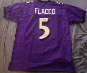 Joe Flacco Beckett Signed Custom Football Jersey Baltimore Ravens